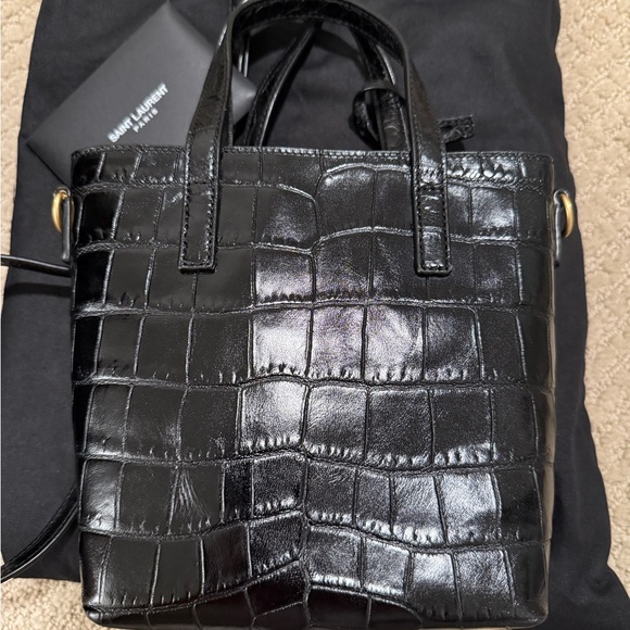 Saint Laurent Black Croc Embossed mini bag - Picture 4 of 8